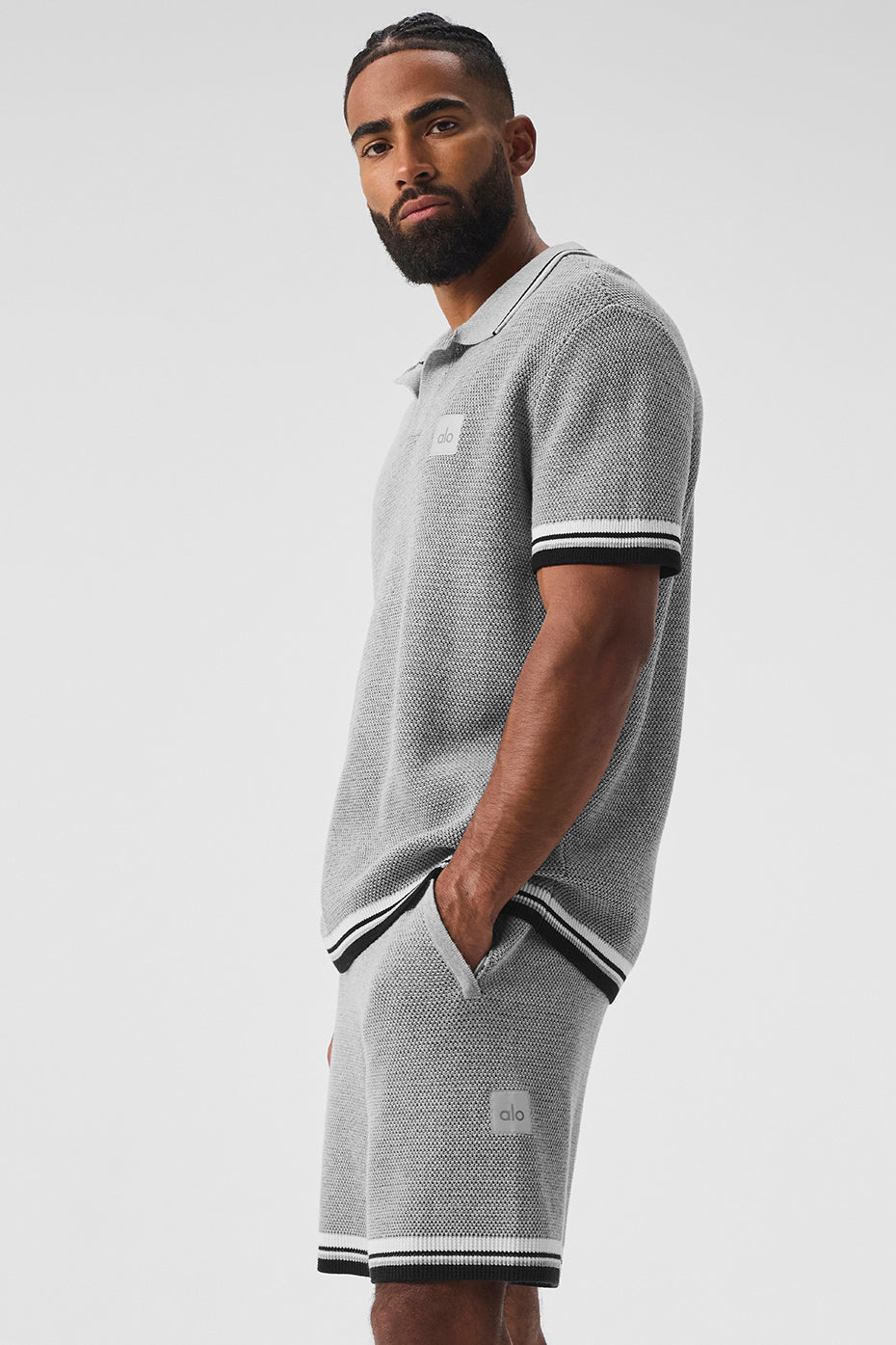 Premium Sports Club Sweater Knit Polo - Athletic Heather Grey