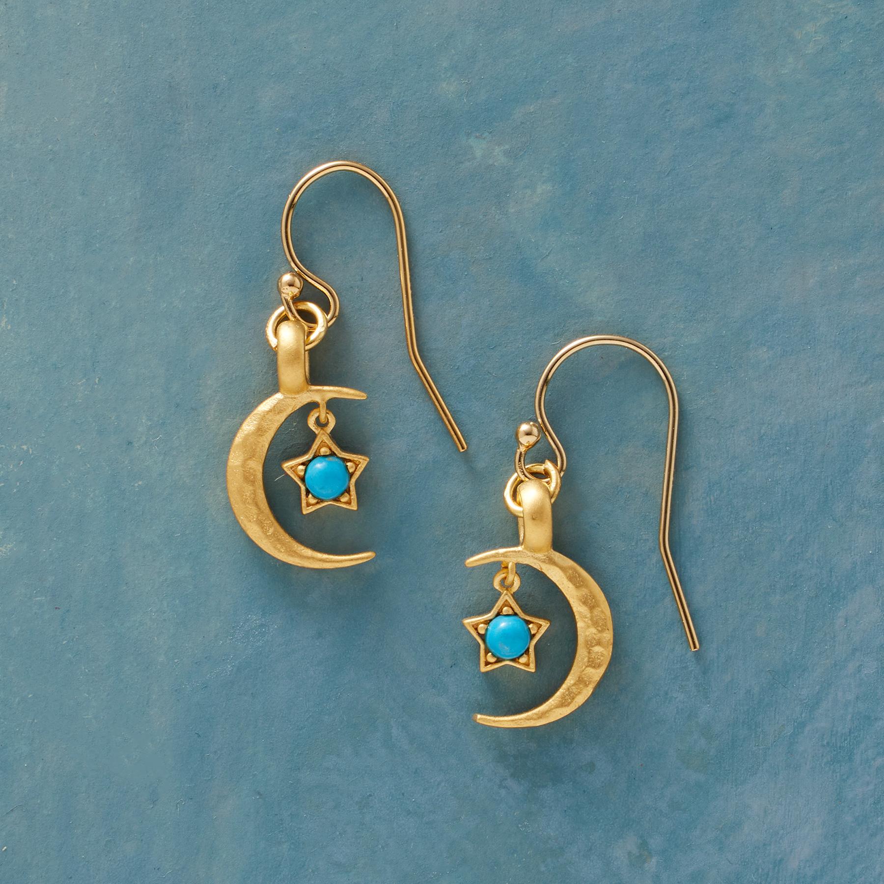 Premium Gold Plate Moon's Embrace Birthstone Earrings