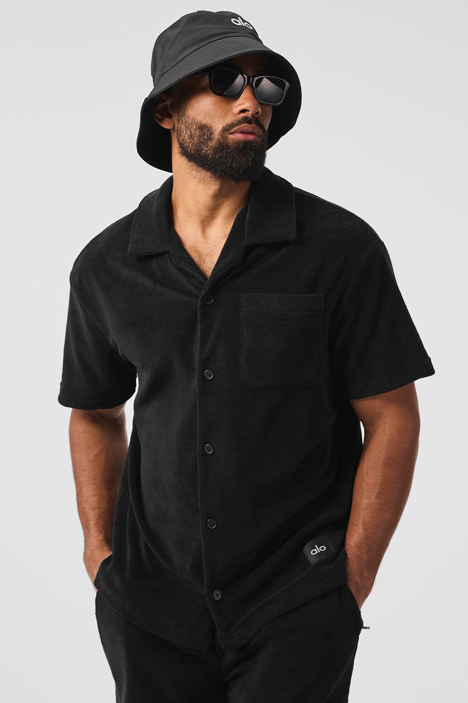 Premium Coastal Terry Button Up - Black