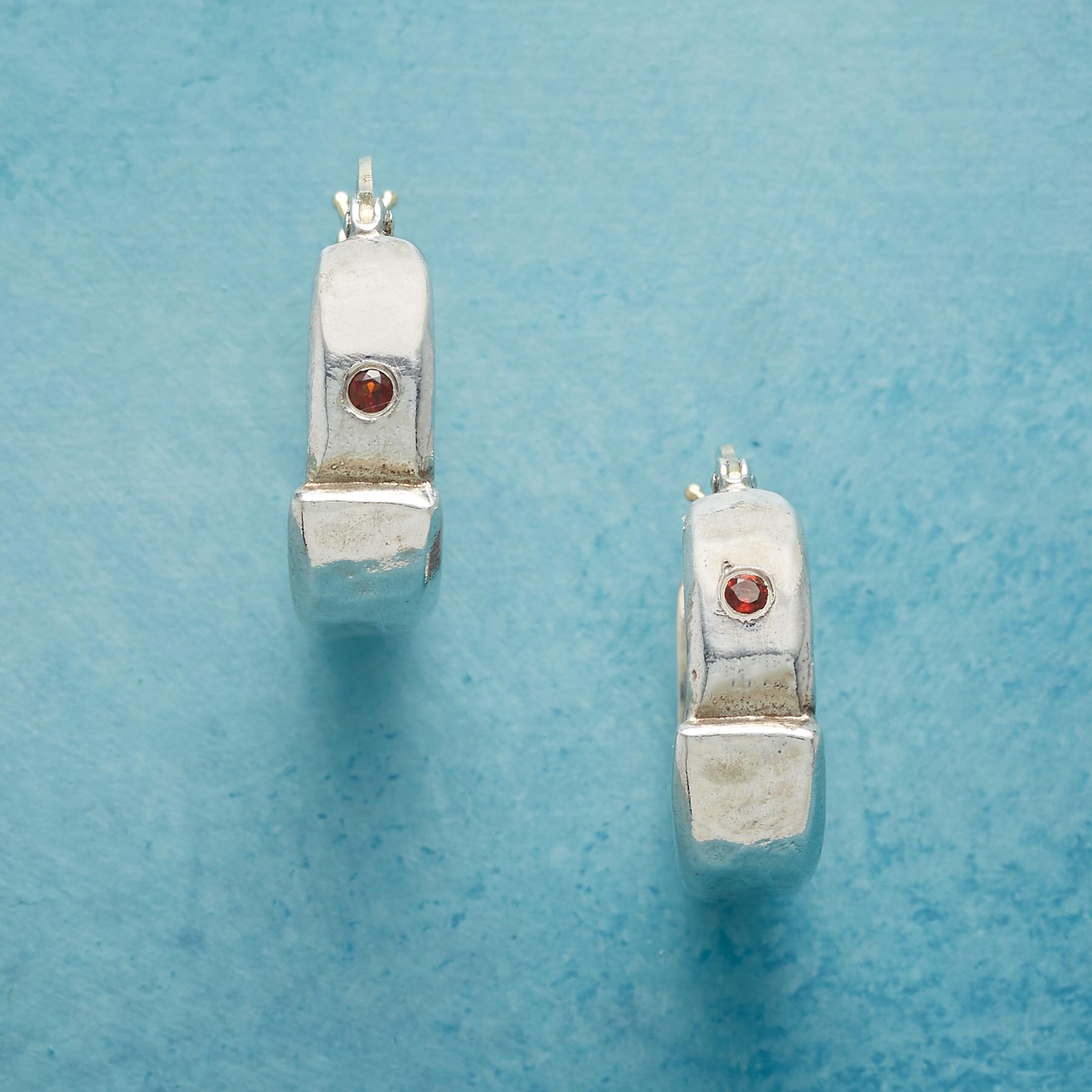 Overlap Garnet Hoop Earrings