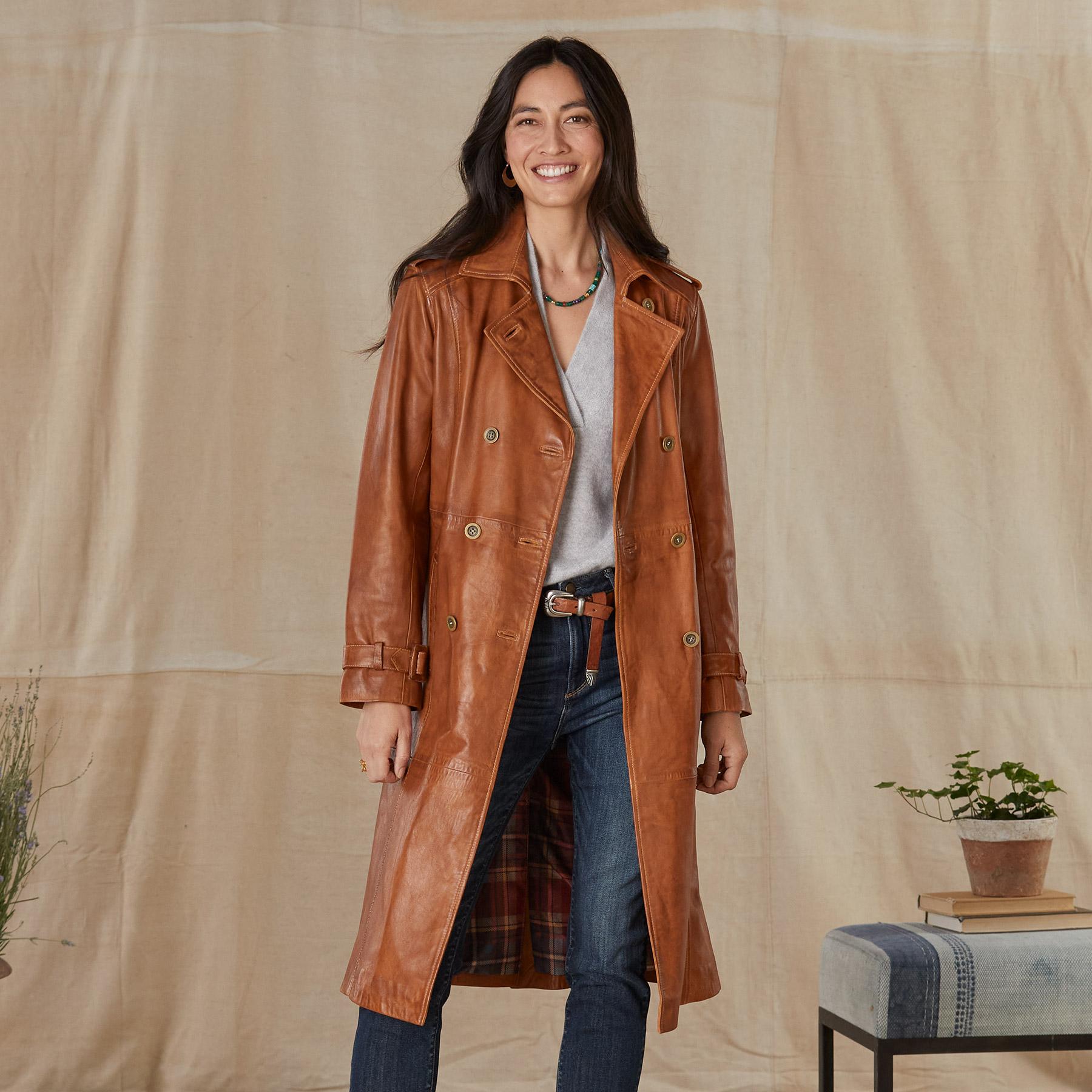 Premium Araminta Leather Trench Coat