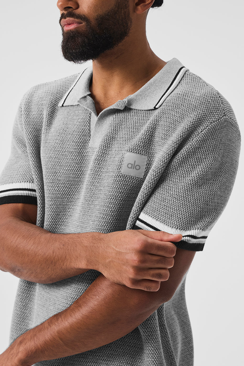 Premium Sports Club Sweater Knit Polo - Athletic Heather Grey