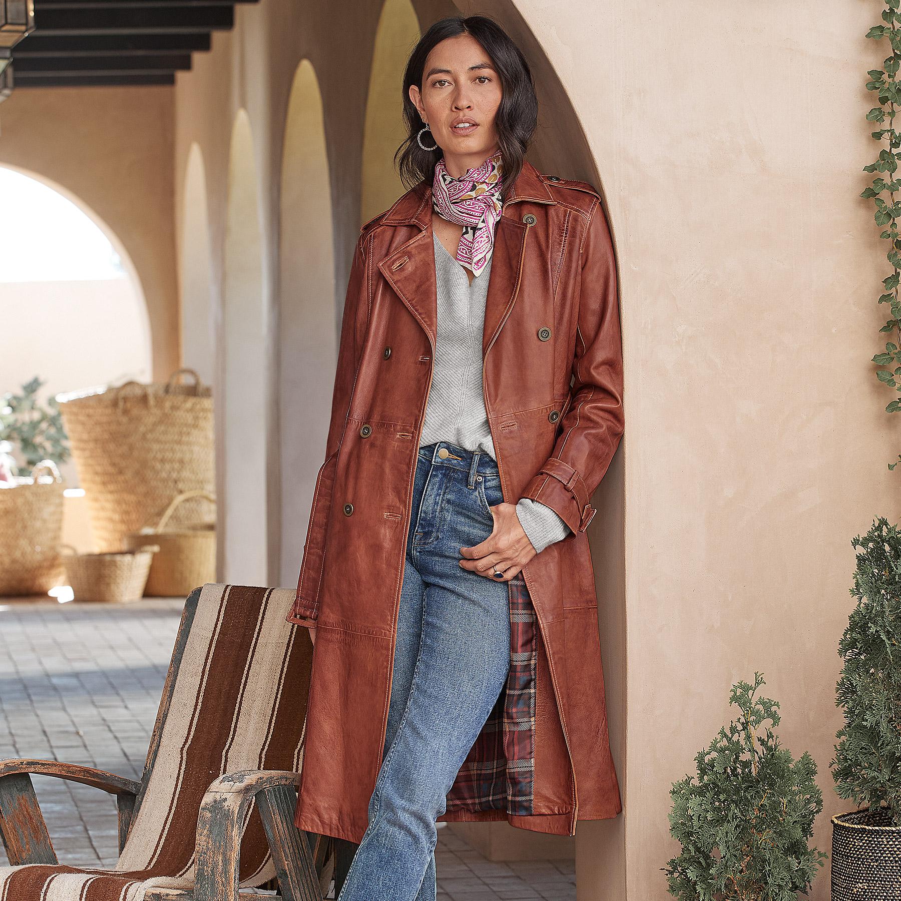 Premium Araminta Leather Trench Coat