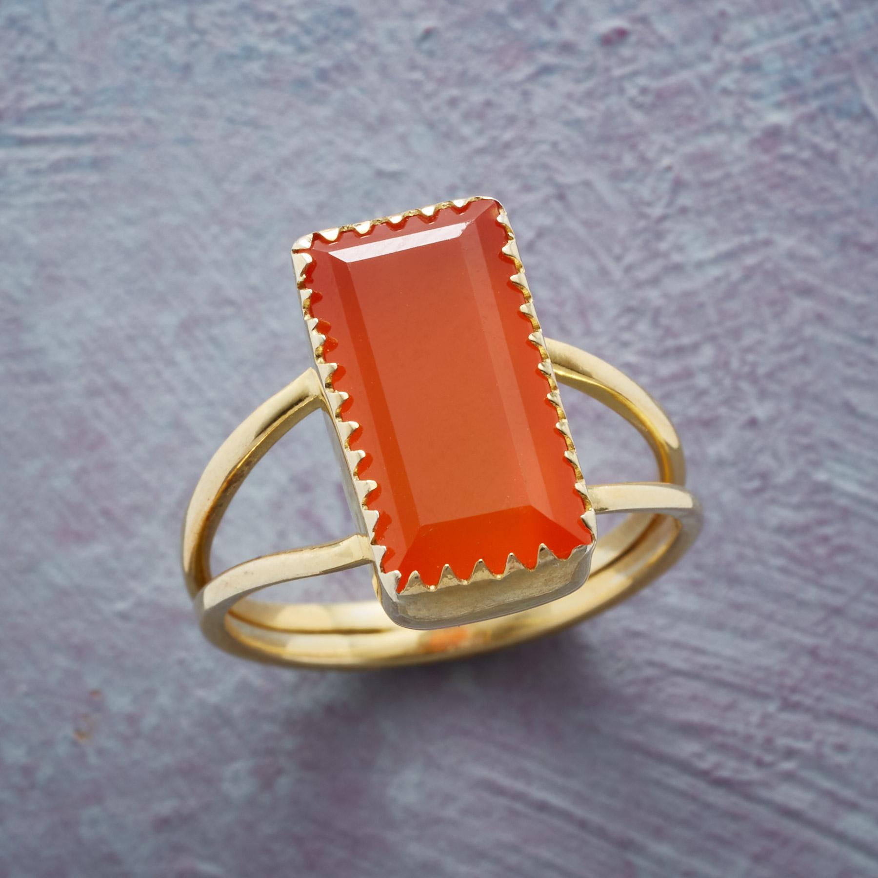 Premium Carnelian Baguette Ring