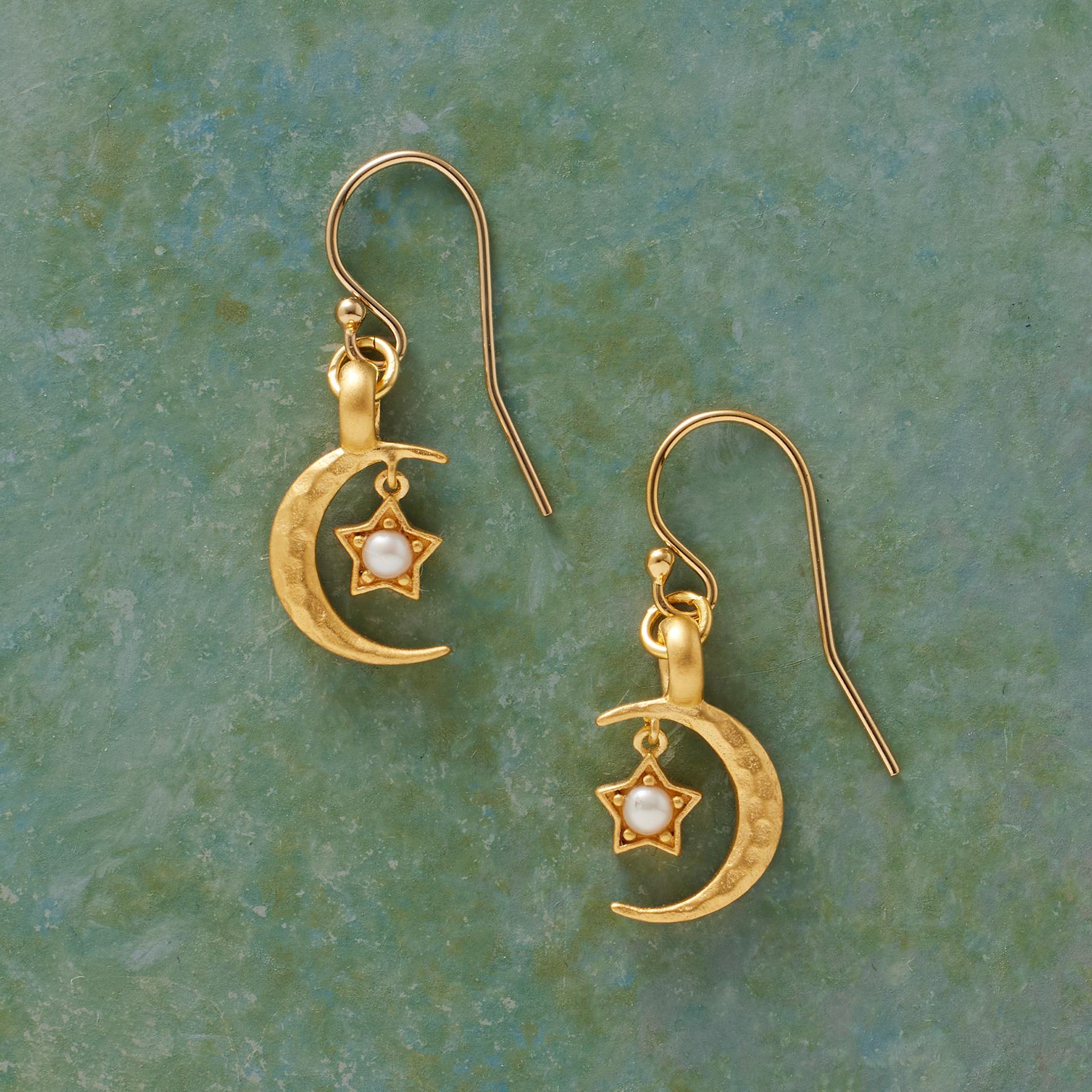 Premium Gold Plate Moon's Embrace Birthstone Earrings
