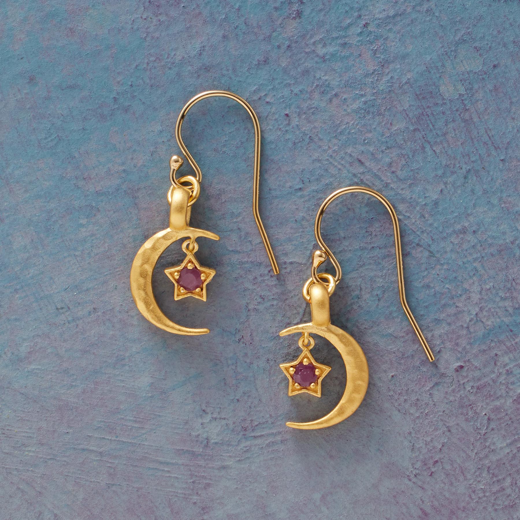 Premium Gold Plate Moon's Embrace Birthstone Earrings