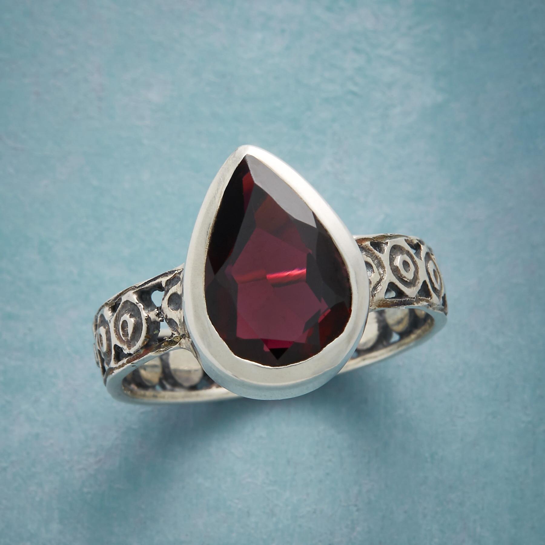 Exquisite Teardrop Garnet Ring