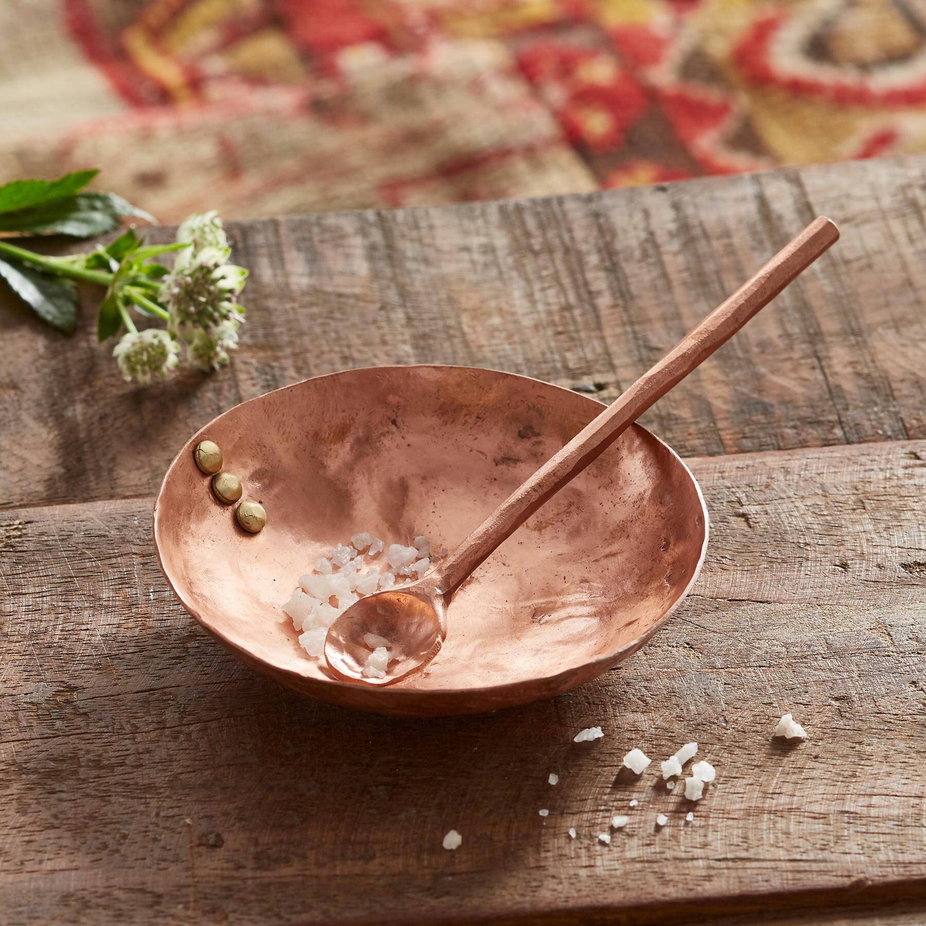 Premium Handmade Copper Spice Dish and Spoon Set