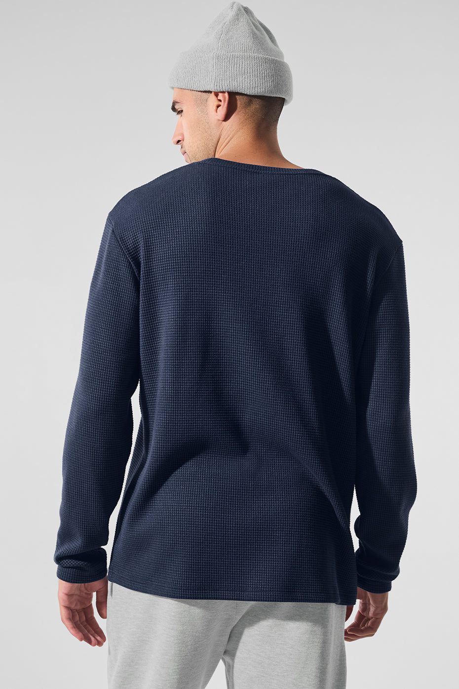 Premium Navy Elevate Waffle Long Sleeve Crew