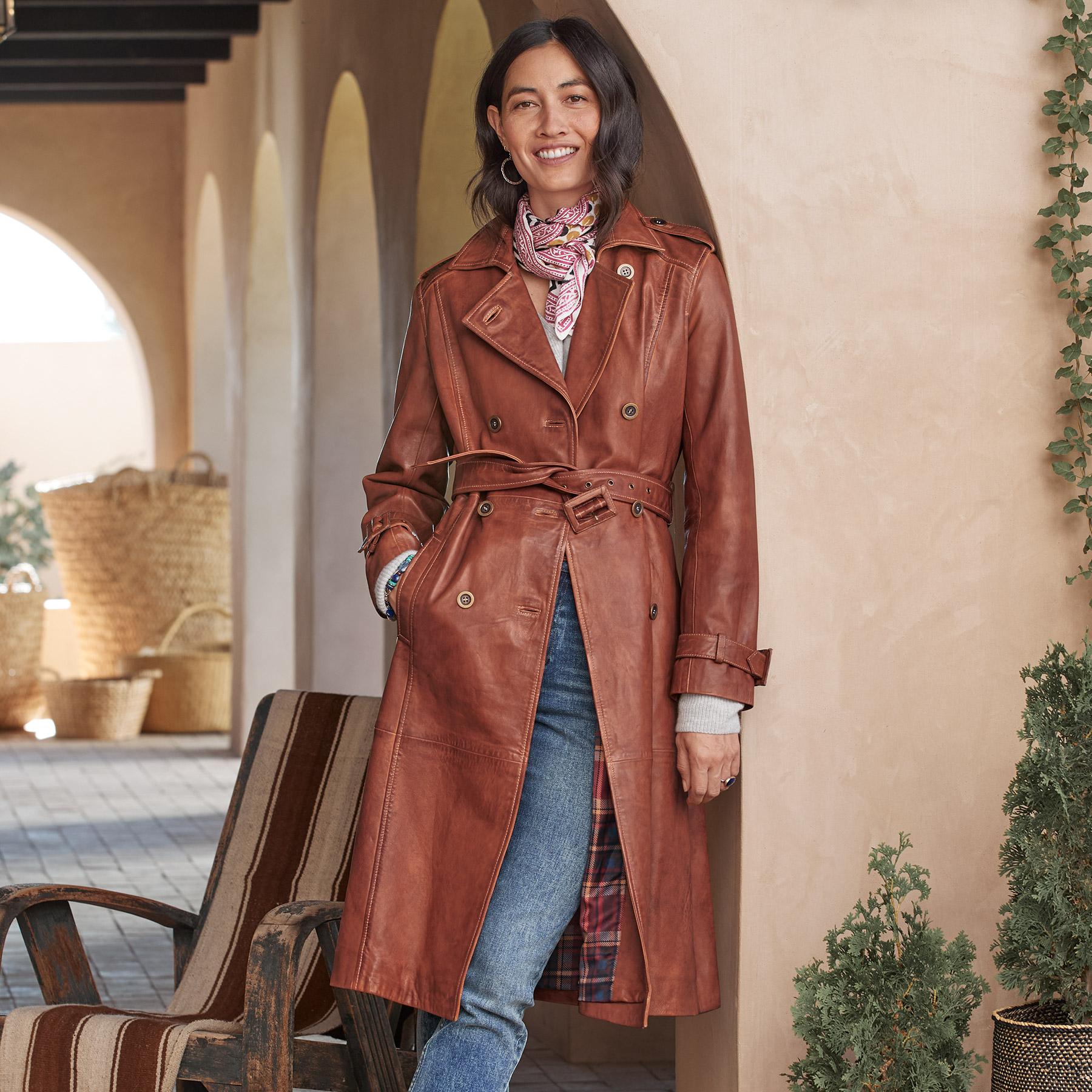 Premium Araminta Leather Trench Coat