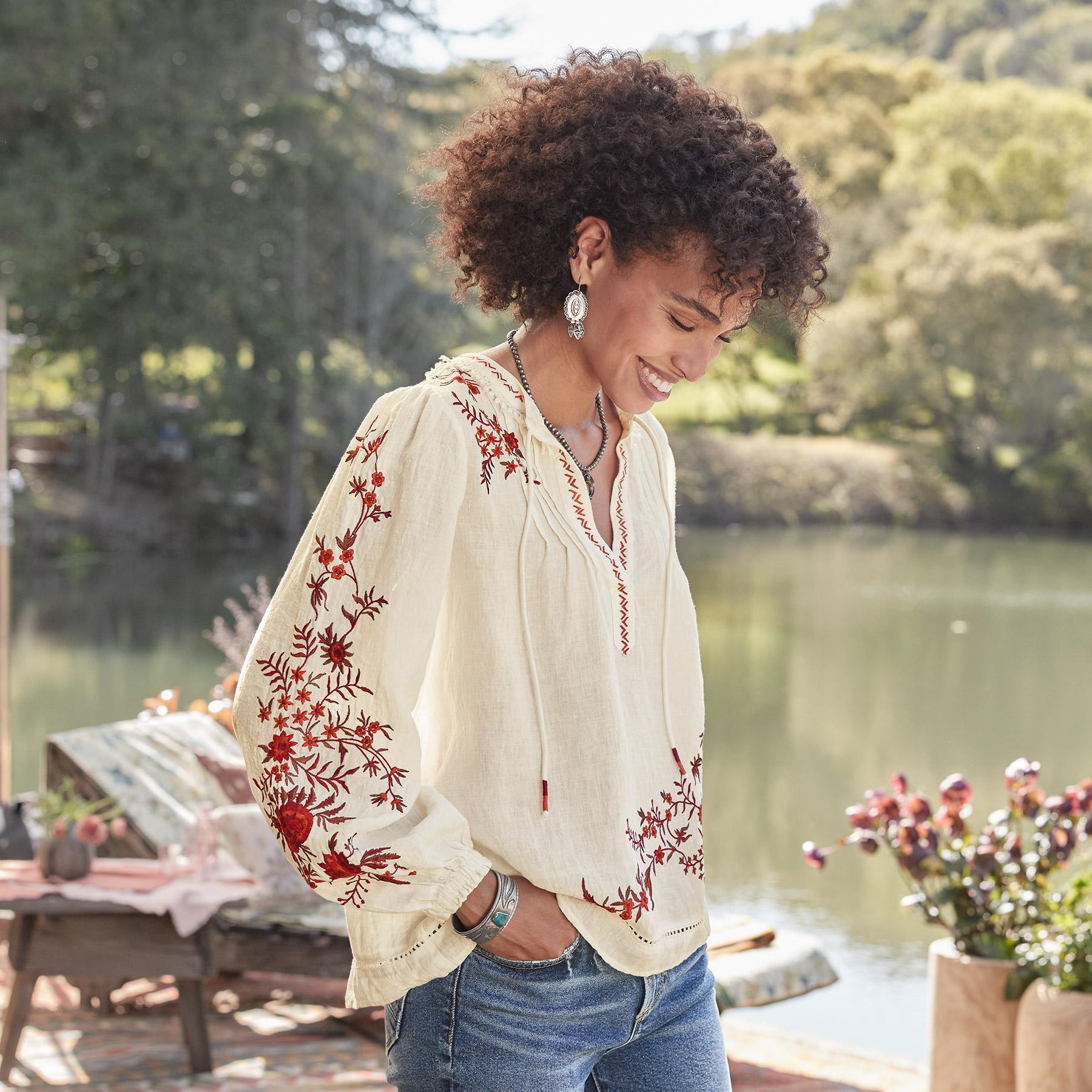 Premium Geraldine Floral Petite Top