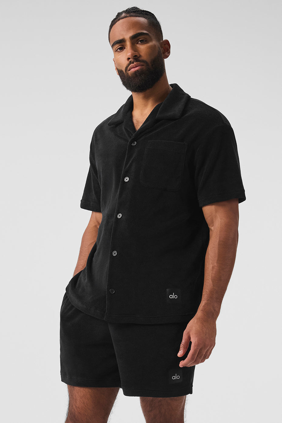 Premium Coastal Terry Button Up - Black