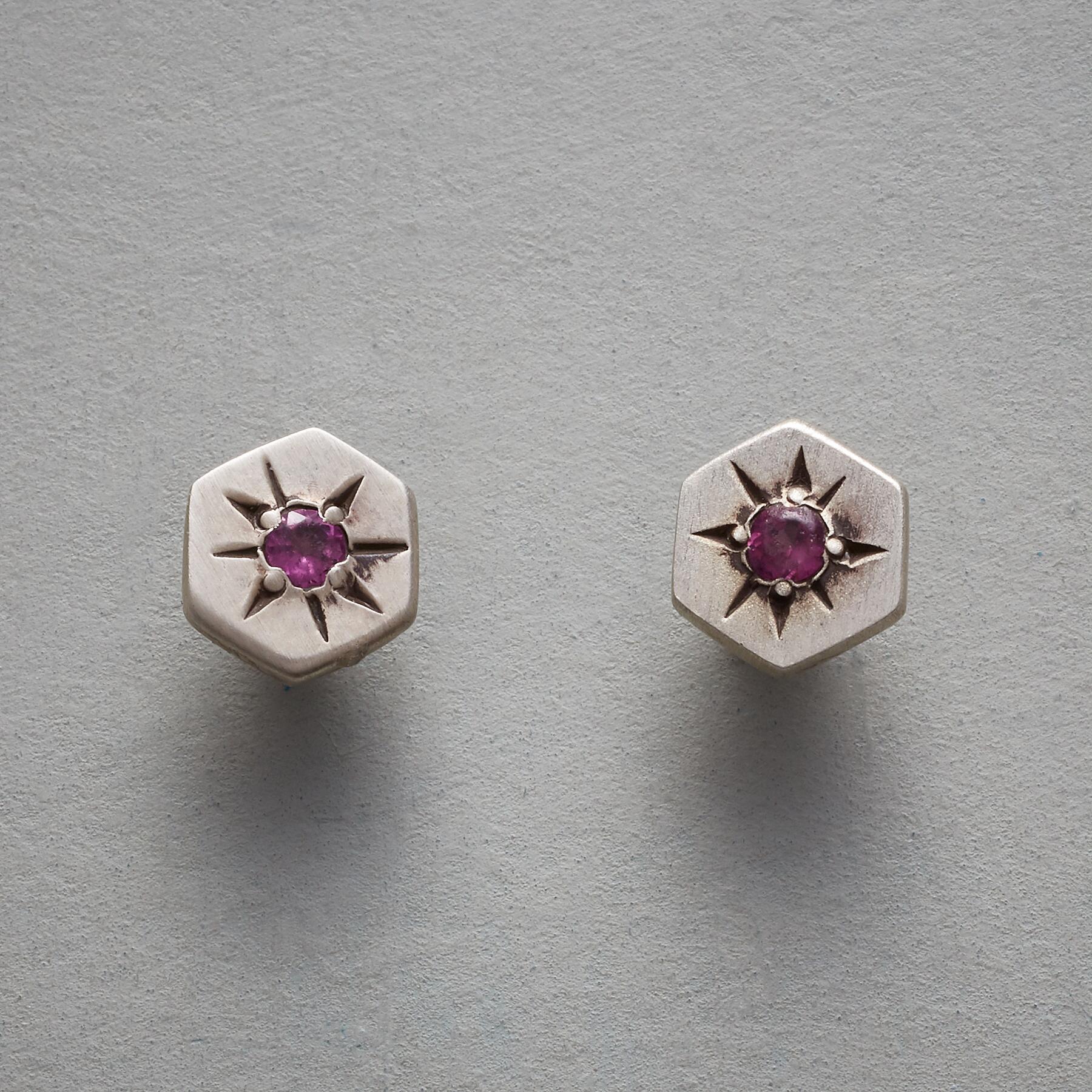 Premium Garnet Hexagon Earrings