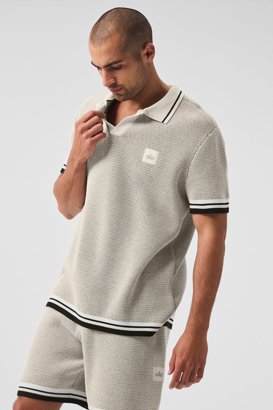 Premium Sports Club Sweater Knit Polo - Bone
