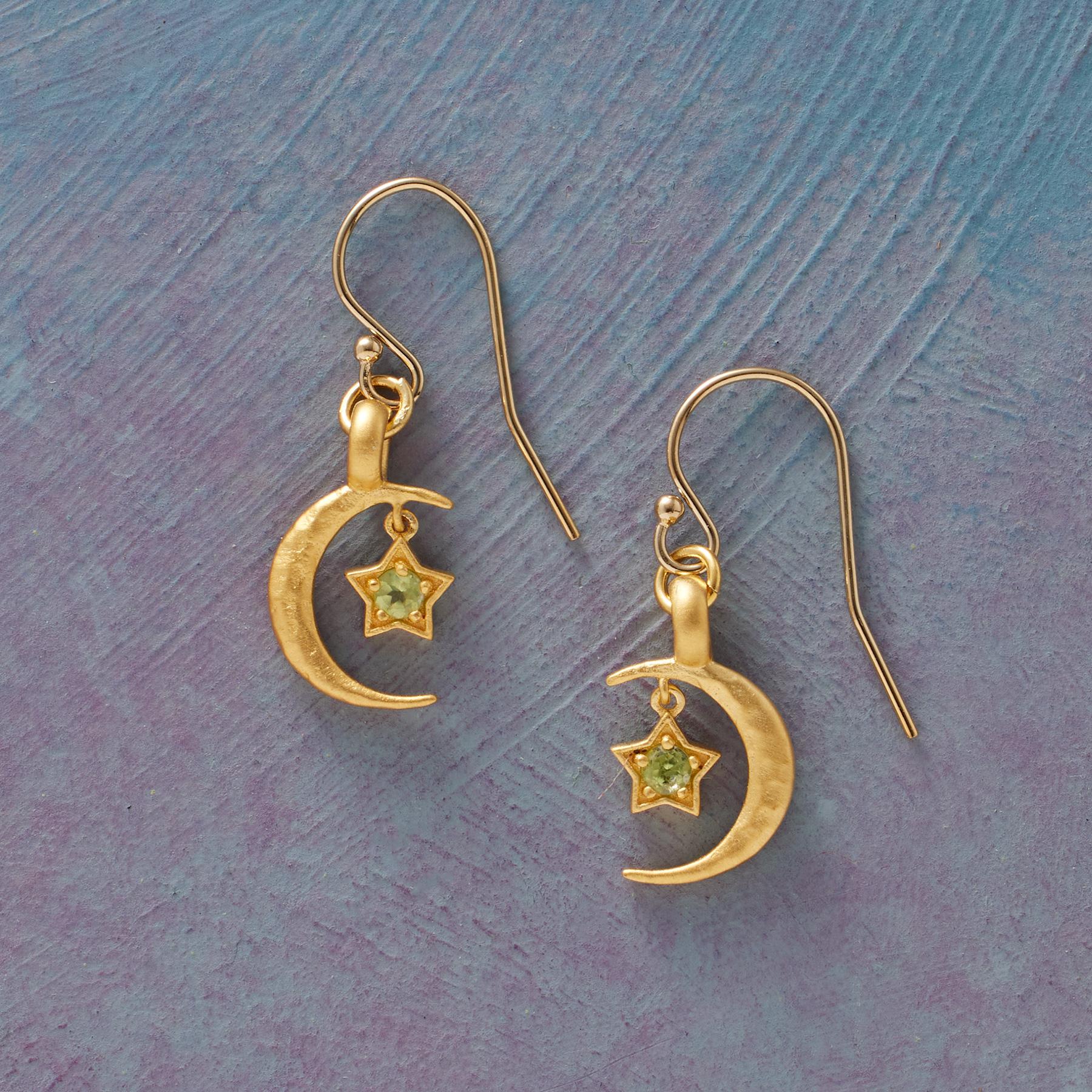 Premium Gold Plate Moon's Embrace Birthstone Earrings