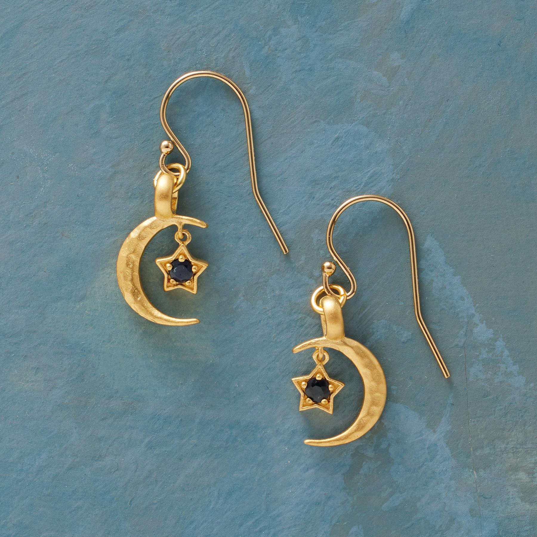 Premium Gold Plate Moon's Embrace Birthstone Earrings