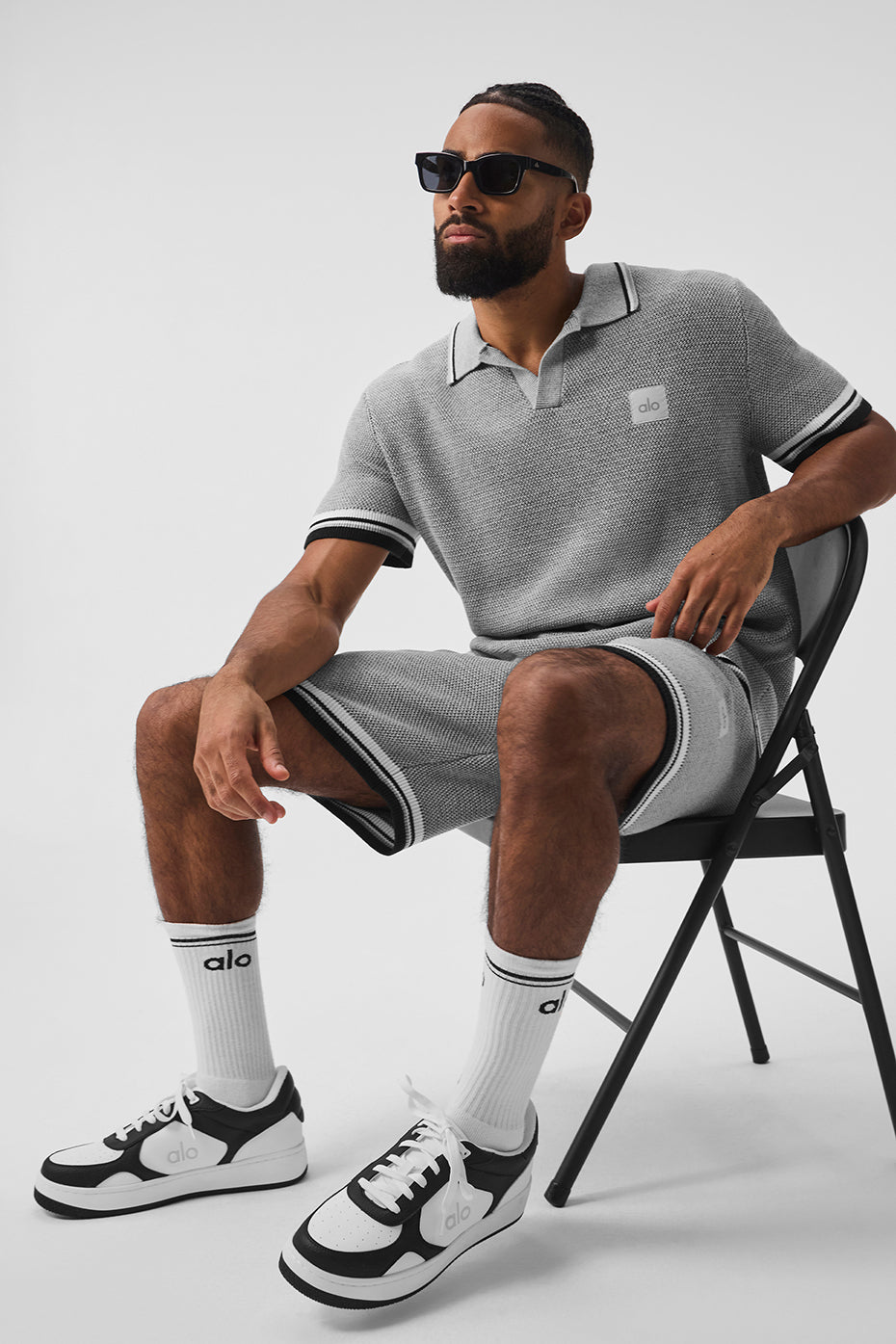 Premium Sports Club Sweater Knit Polo - Athletic Heather Grey