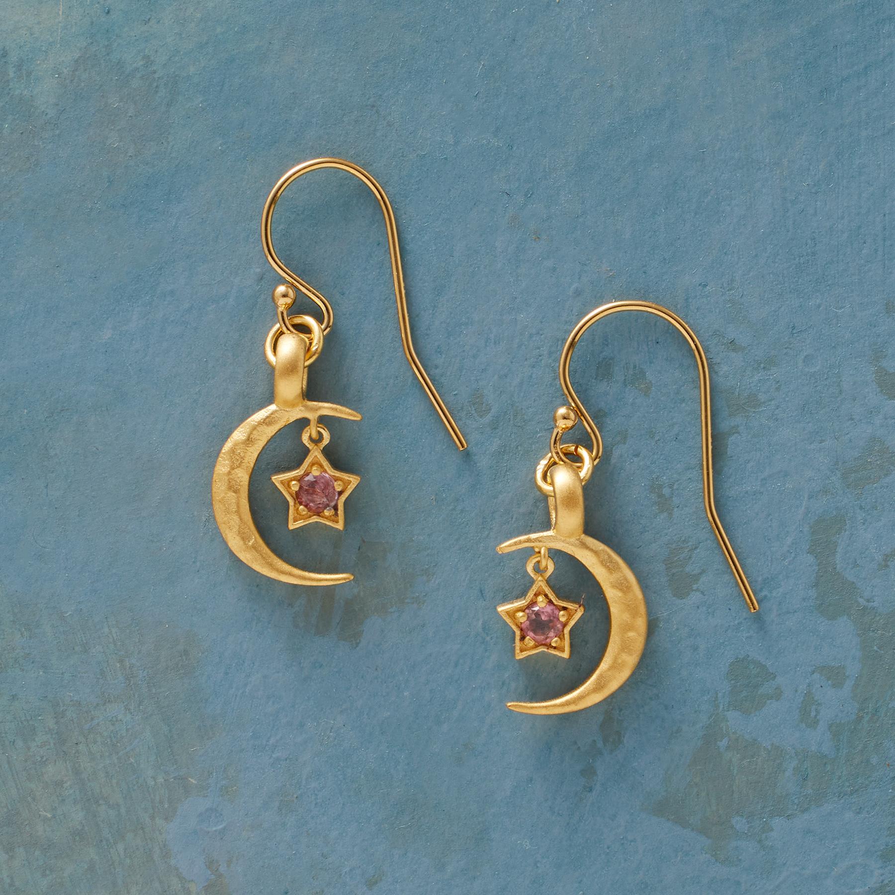 Premium Gold Plate Moon's Embrace Birthstone Earrings