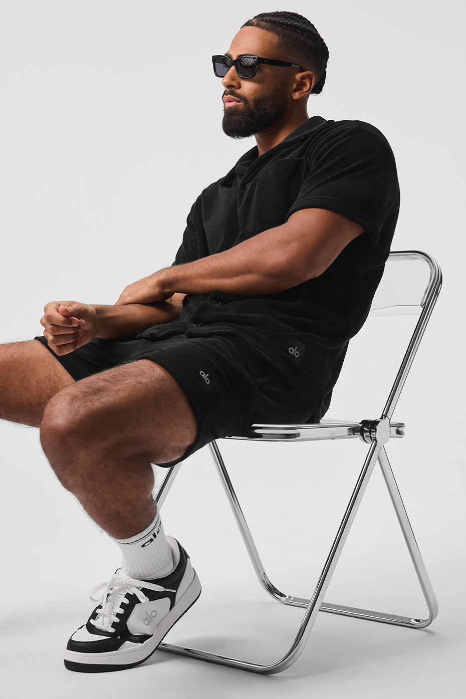 Premium Coastal Terry Button Up - Black