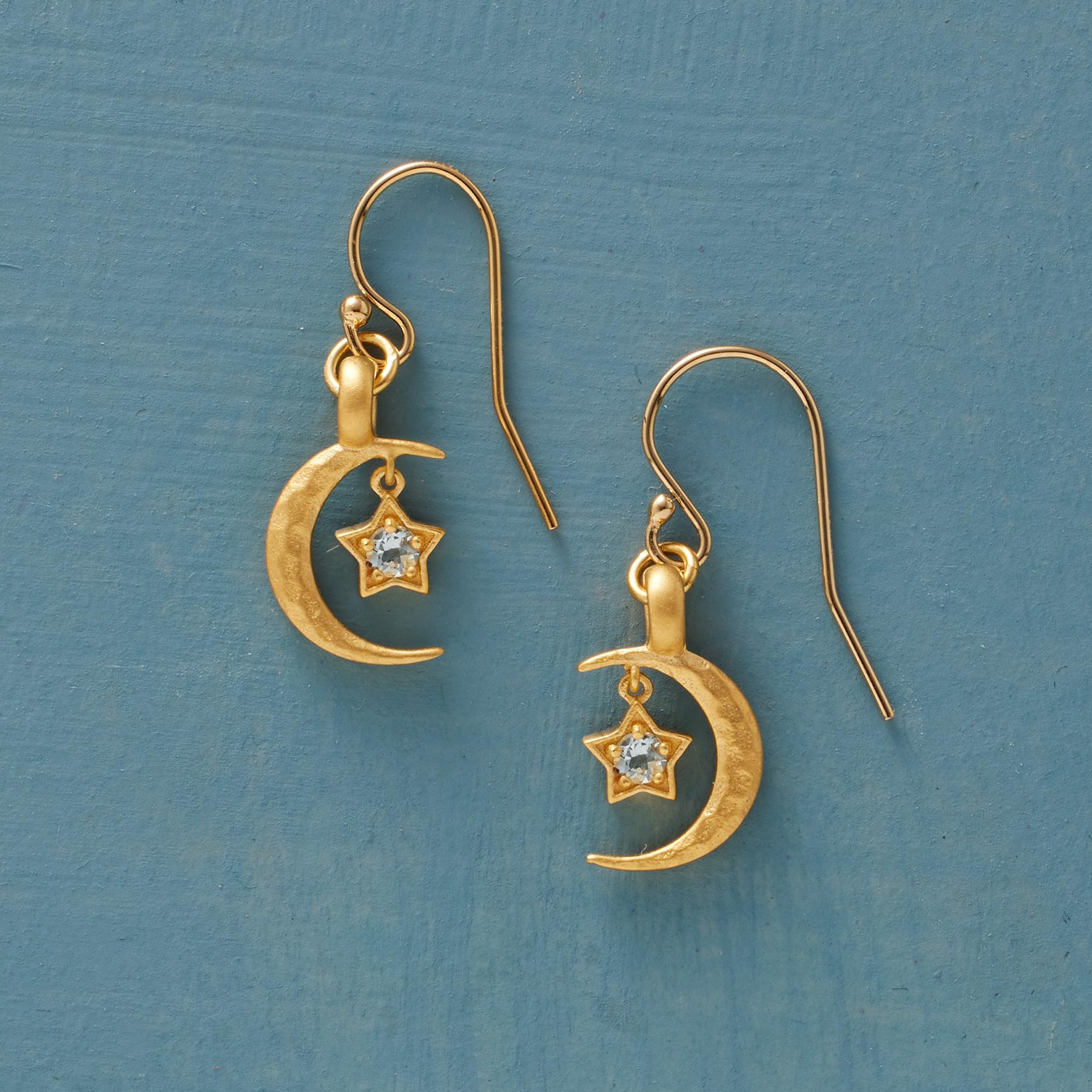 Premium Gold Plate Moon's Embrace Birthstone Earrings
