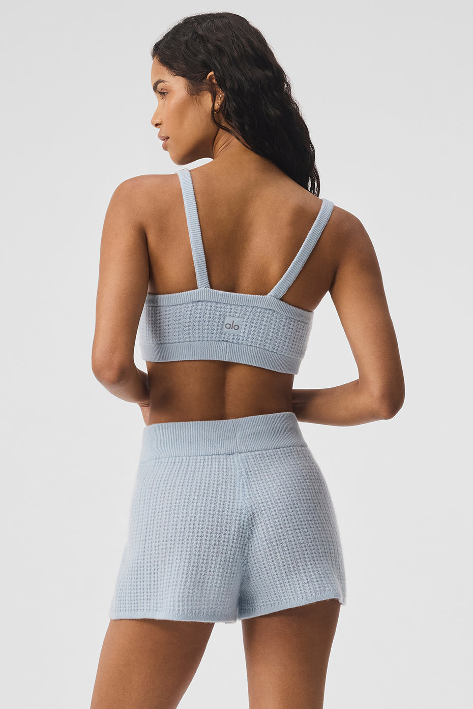 Ultimate Cashmere Plush Waffle V-Neck Bra - Crystal Blue