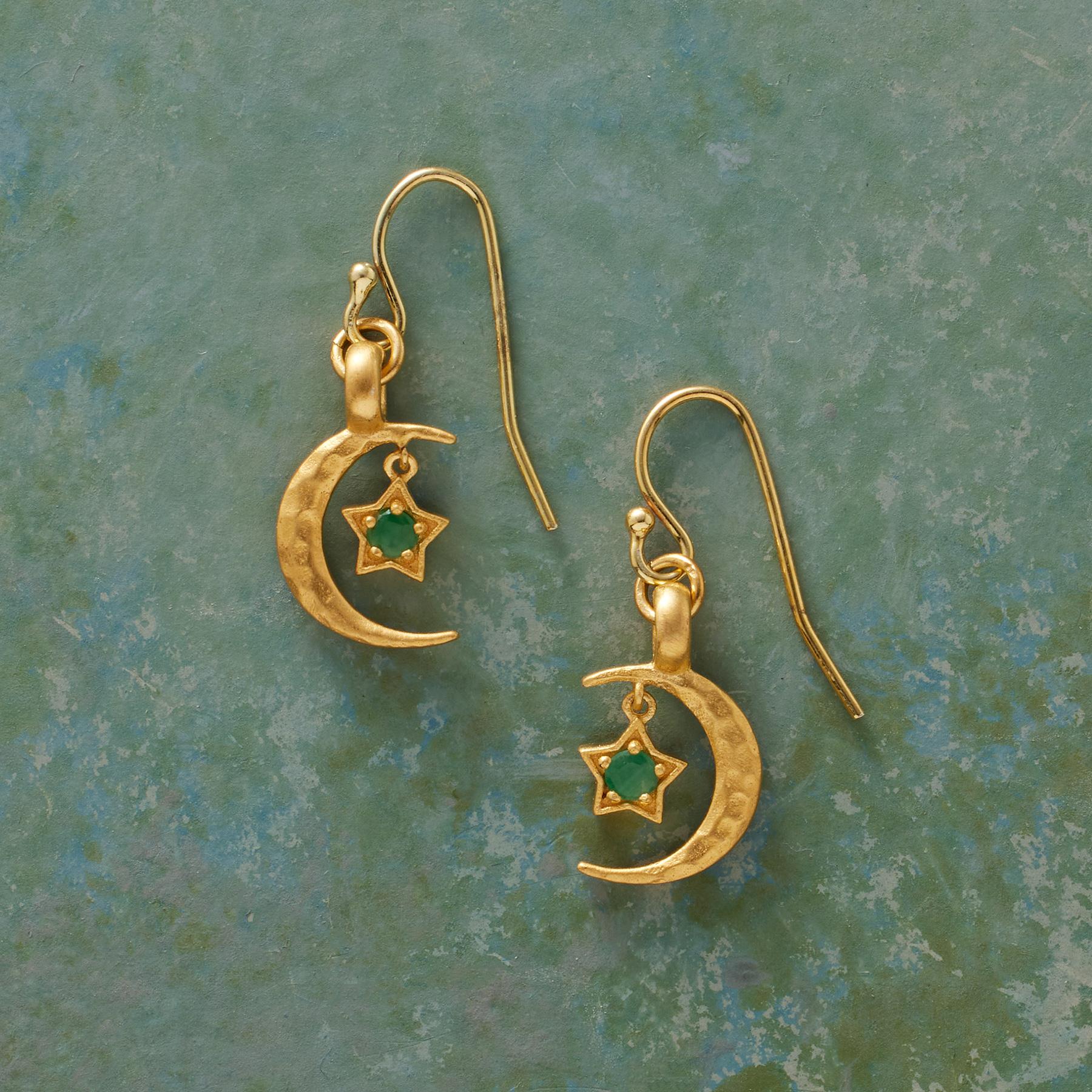 Premium Gold Plate Moon's Embrace Birthstone Earrings