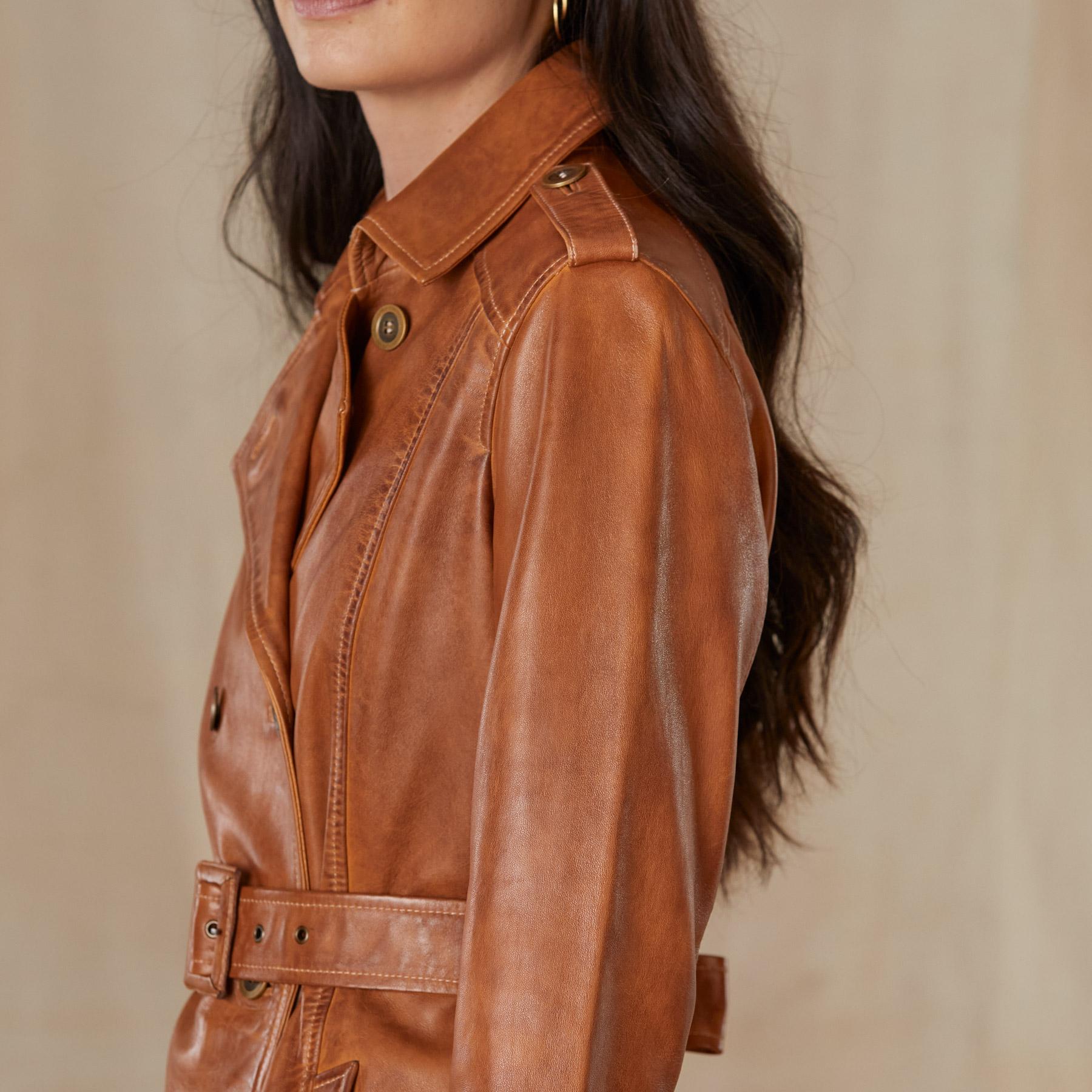 Premium Araminta Leather Trench Coat