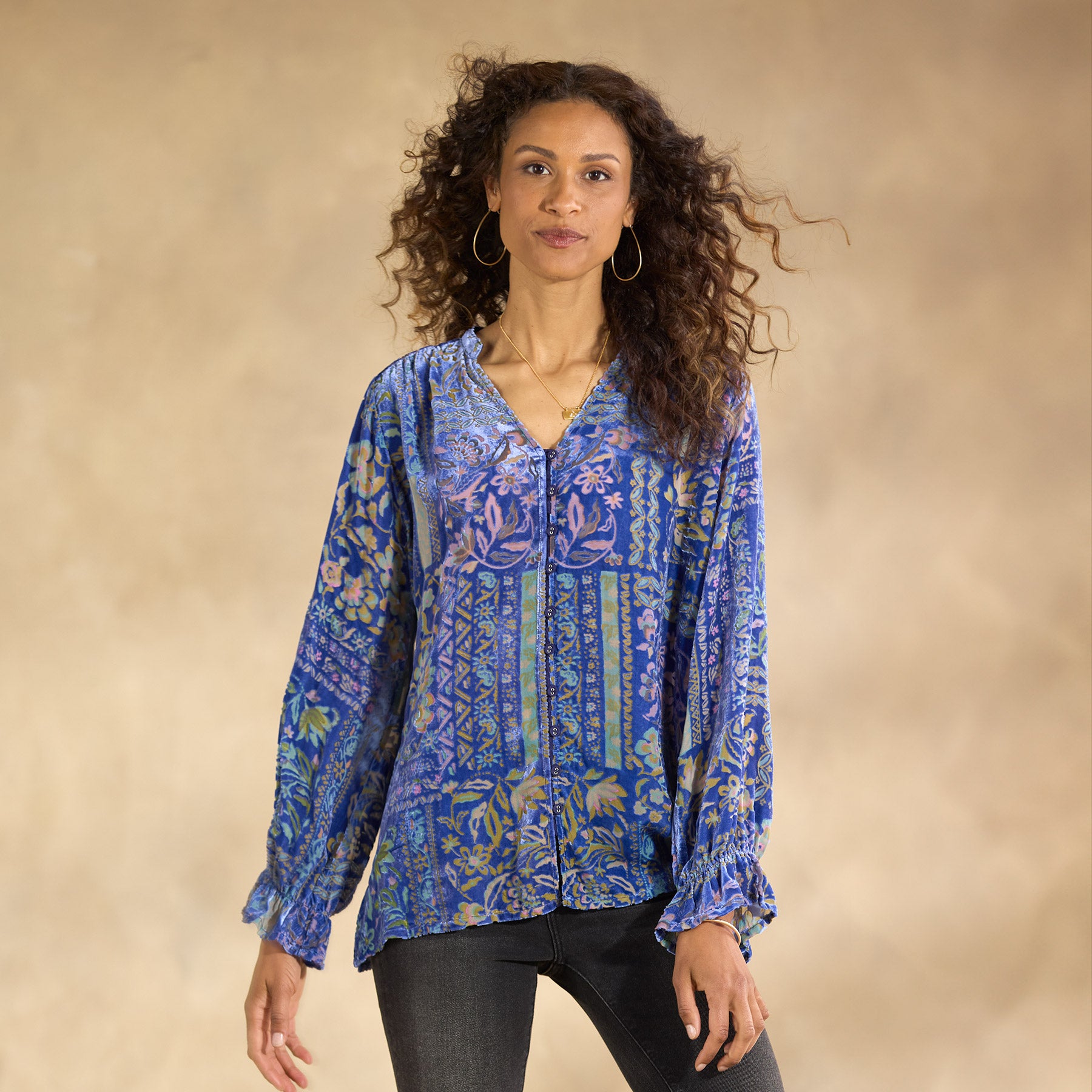 Premium Joasie Burnout Velvet Petite Top